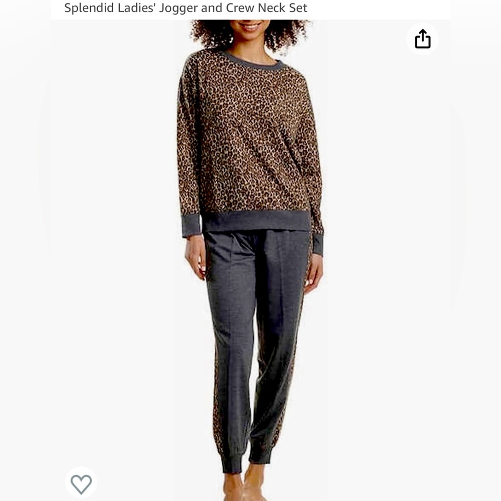 Splendid ladies’ jogger and crewneck, S, leopard and gray, BNWT